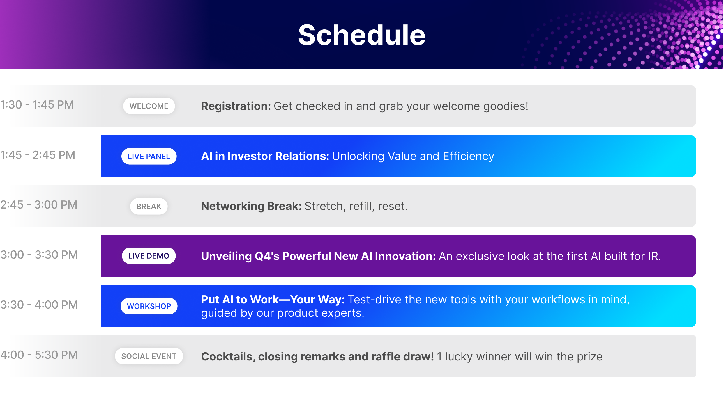 event schedule